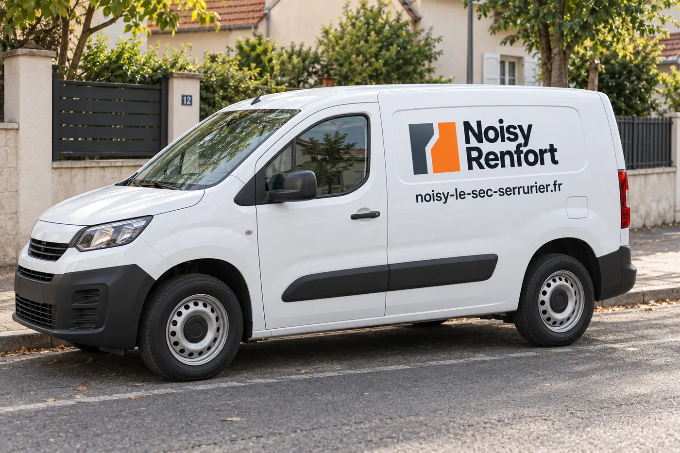 Camionnette d'intervention Noisy Renfort garée dans une rue pavillonnaire de Noisy-le-Sec